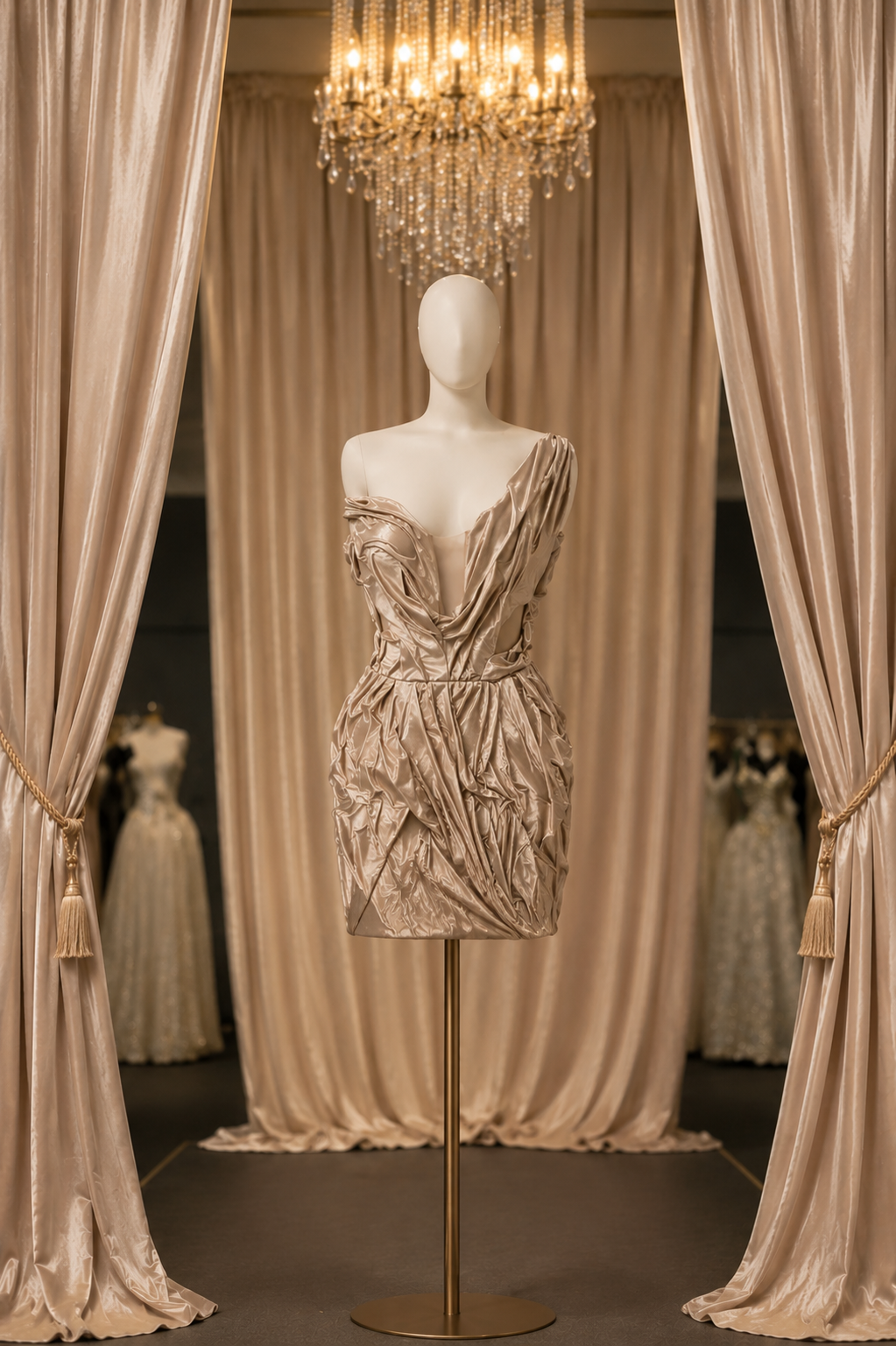 Ethereal Distressed Draped Cocktail Dress