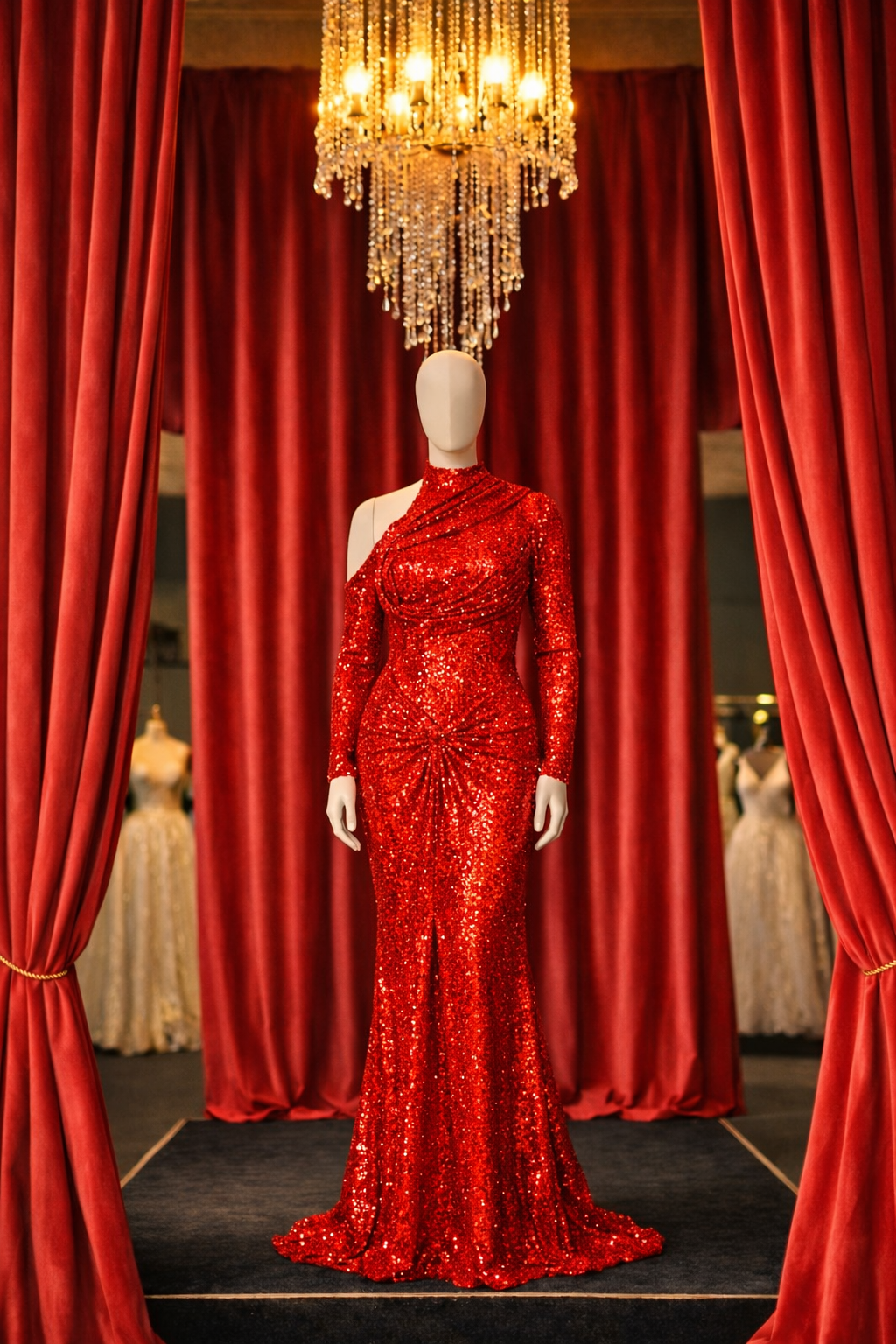 Nocturne Sequin Asymmetric Gown