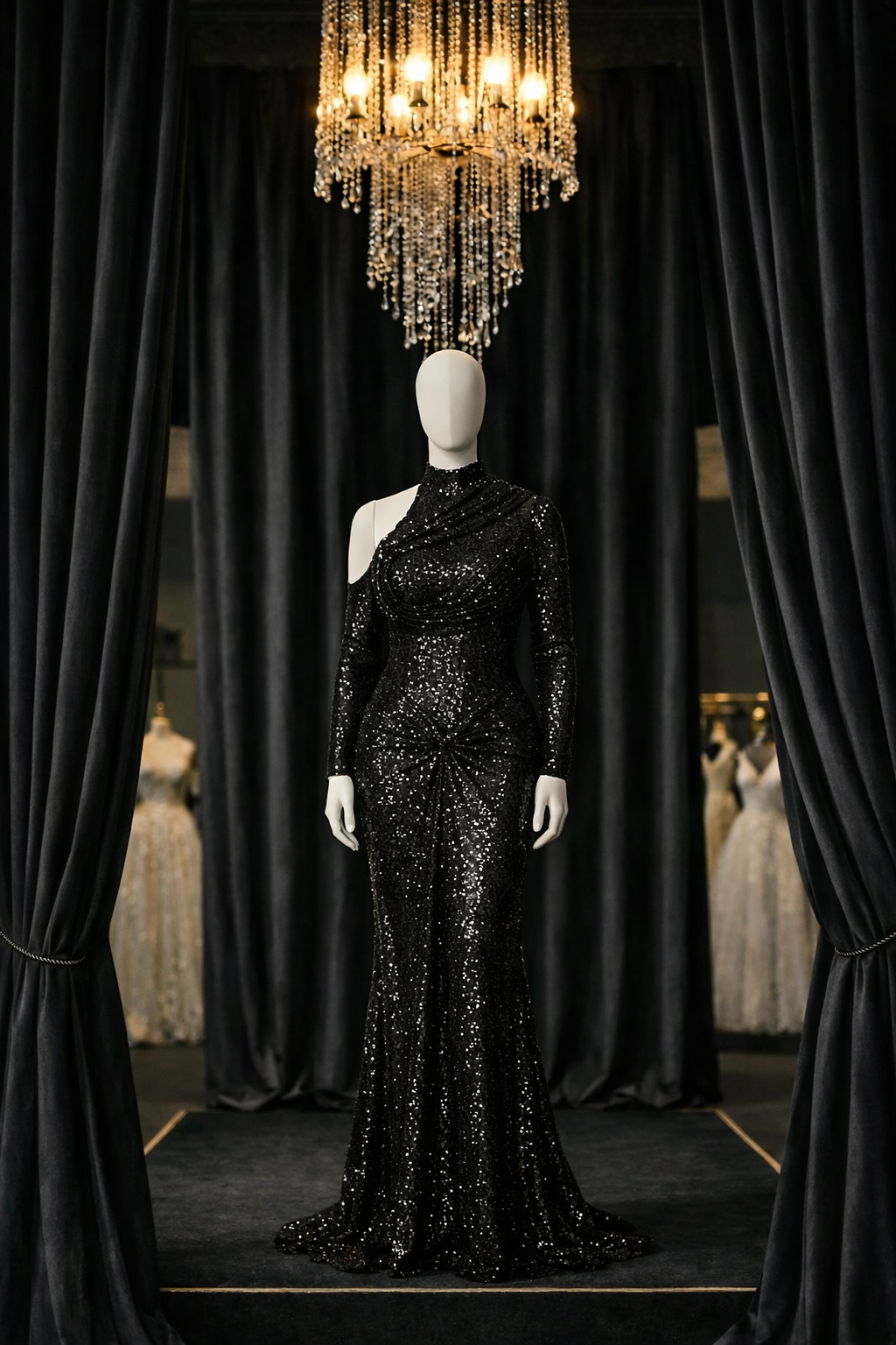Nocturne Sequin Asymmetric Gown