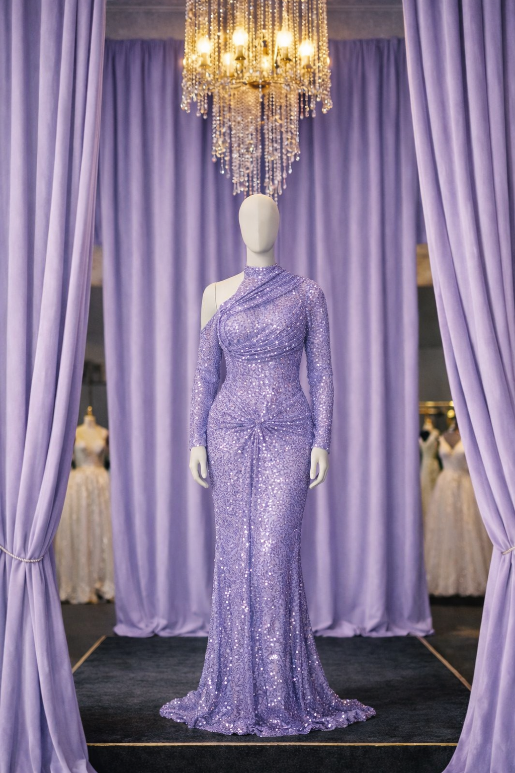 Nocturne Sequin Asymmetric Gown
