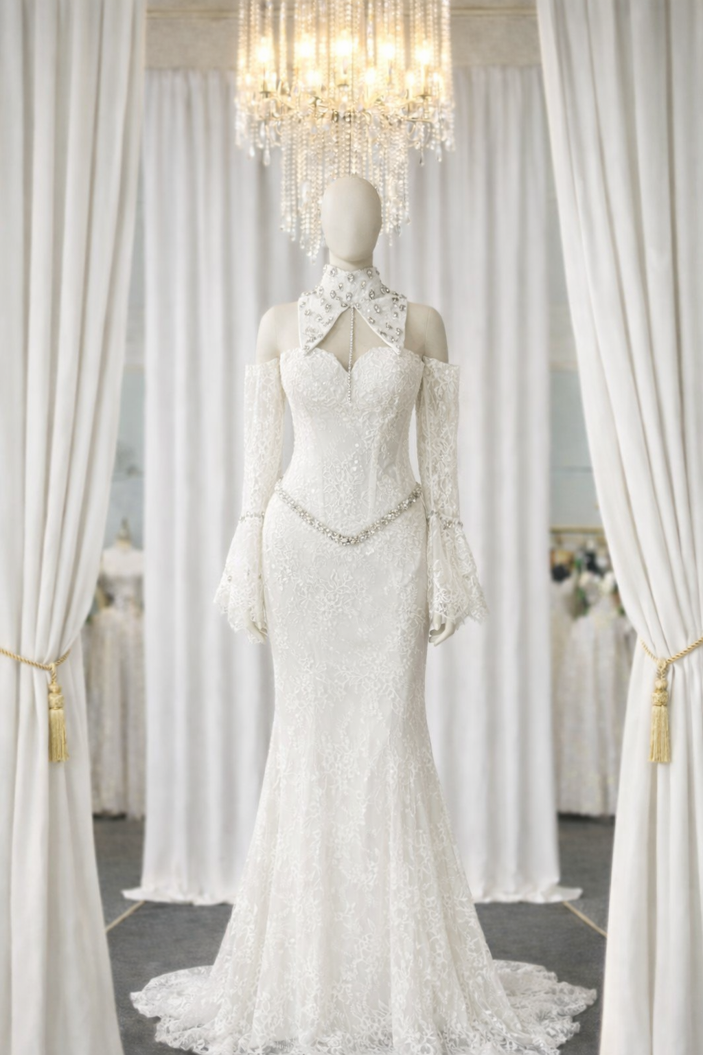 Genevieve Embellished Collar Lace Mermaid Gown