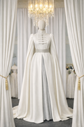Valkyrie Frogged High-Neck Cape Gown