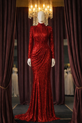 Ignis Long-Sleeve Draped Mermaid Dress