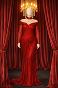 Phoenix Off-Shoulder Ruched Sequin Gown
