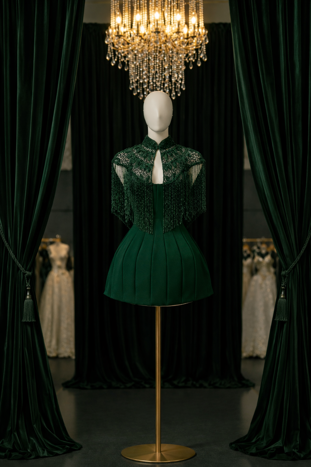 Sovereign High-Neck Embroidered Cocktail Dress