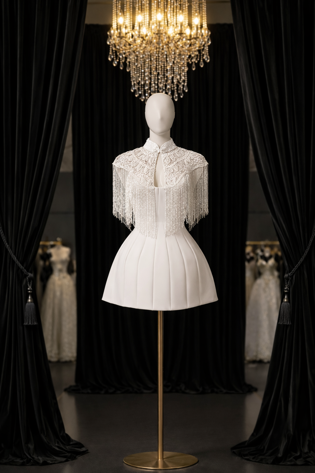 Sovereign High-Neck Embroidered Cocktail Dress