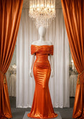 Valencia Ruched Off-Shoulder Lurex Gown