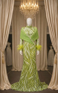 Olympia Pearl-Bordered Mock-Neck Dress