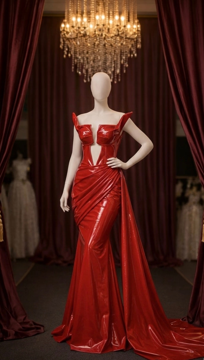 Vulcan Sculpted-Bustier Asymmetric Dress